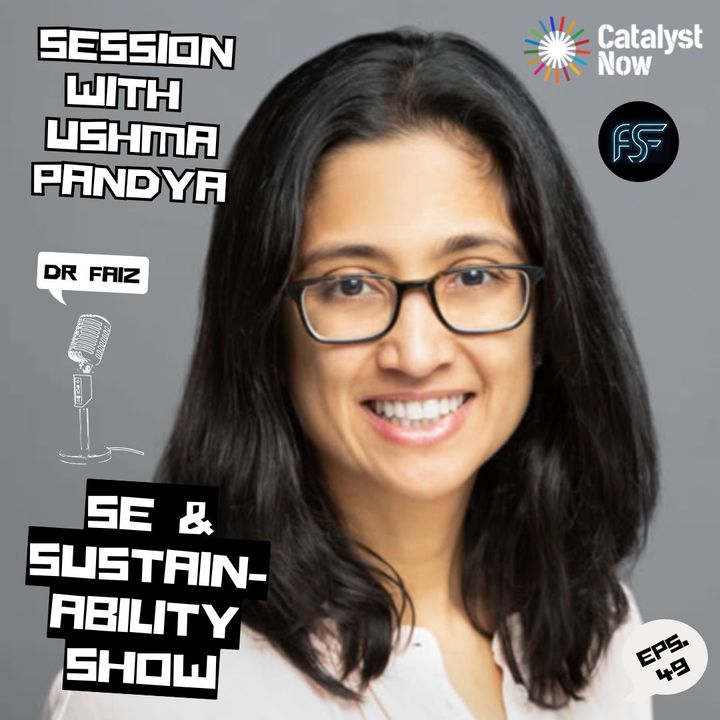 Podcast cover for Rethinking Zero Waste with Ushma Pandya, focused on zero waste, circular design, sustainability, and emissions reduction.